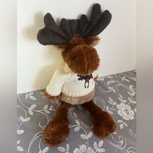 Brown Moose Plush with Cream Sweater - Soft Kids Stuffed Animal
